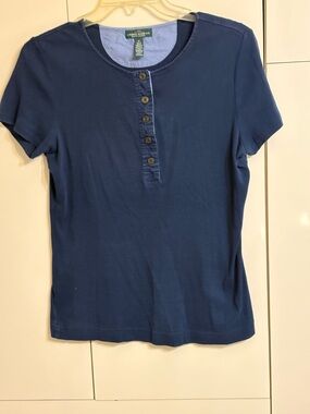 Lauren Jeans Navy Short Sleeve Henley Women’s Shirt